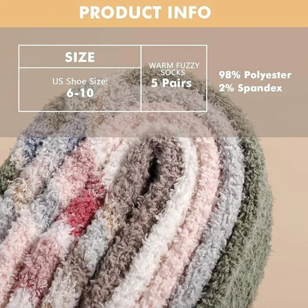 Premillow 5 Pairs Women's Fuzzy Socks Winter Fluffy Cozy Socks with Coral Fleece